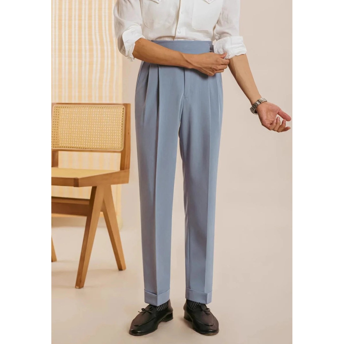 Casual button-down straight fit elegant pants