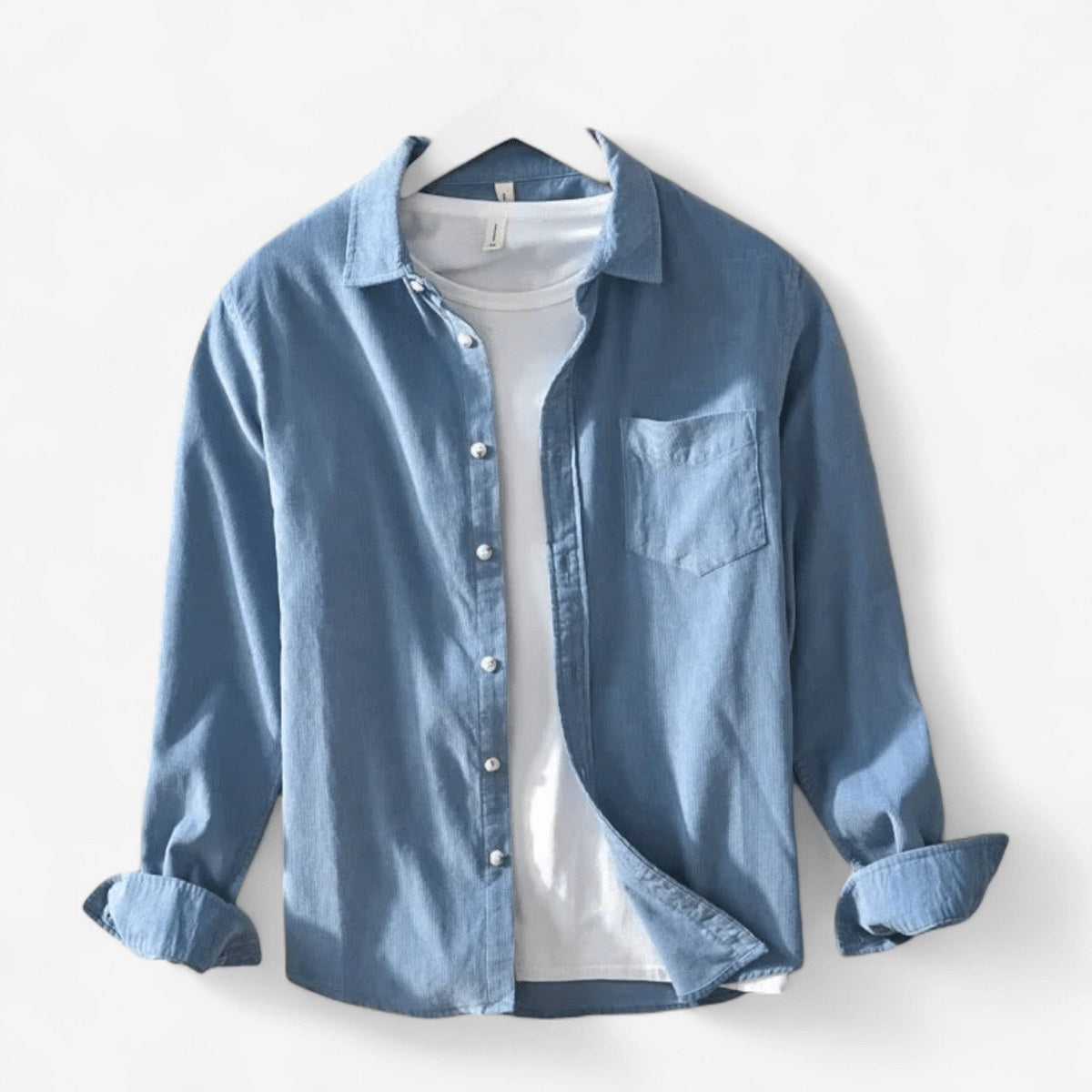 Casual cotton long sleeve shirt with pocket