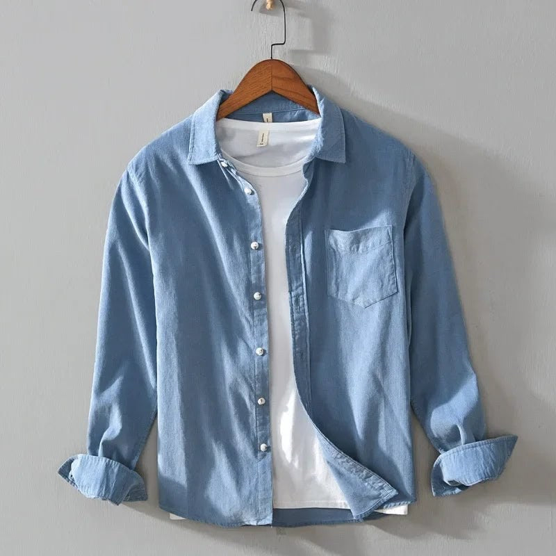 Casual cotton long sleeve shirt with pocket