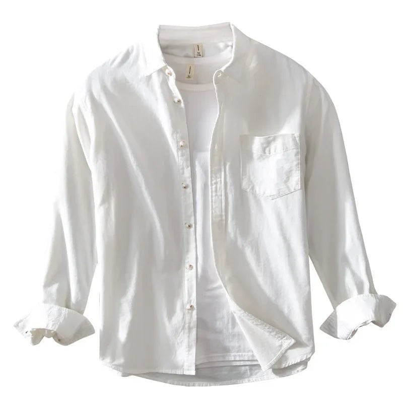 Casual cotton long sleeve shirt with pocket