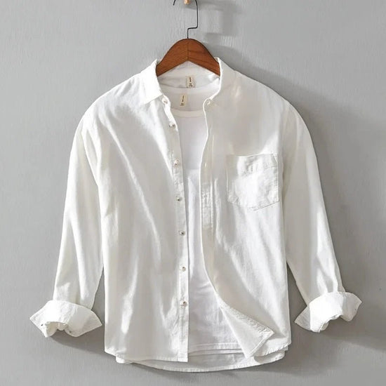 Casual cotton long sleeve shirt with pocket