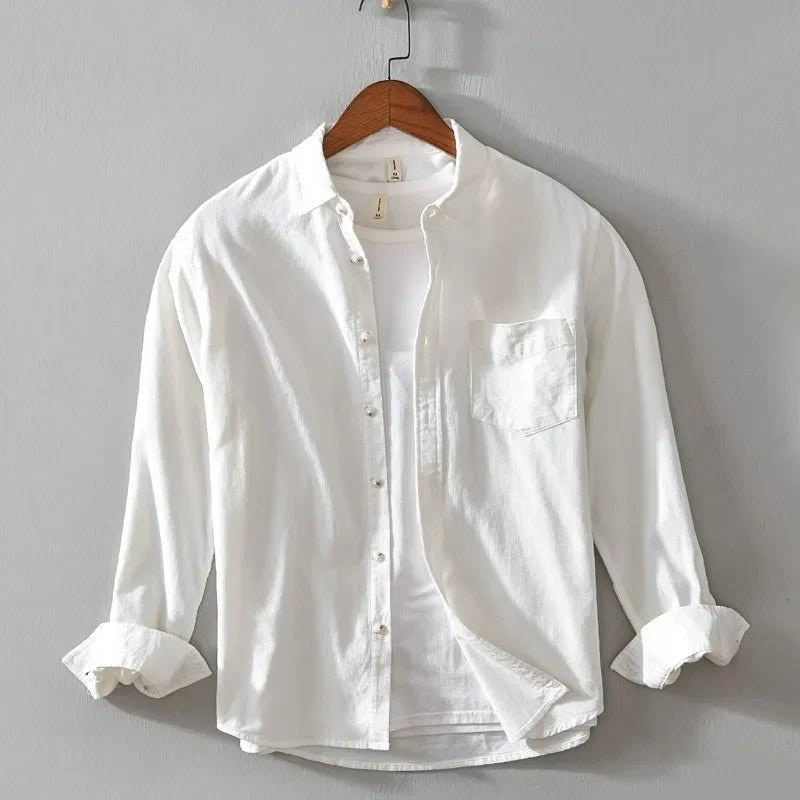 Casual cotton long sleeve shirt with pocket