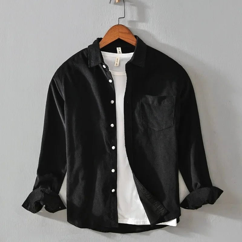 Casual cotton long sleeve shirt with pocket