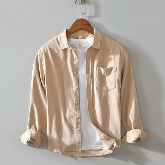 Casual cotton long sleeve shirt with pocket