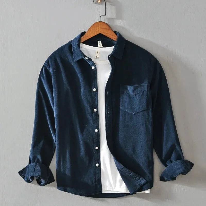 Casual cotton long sleeve shirt with pocket