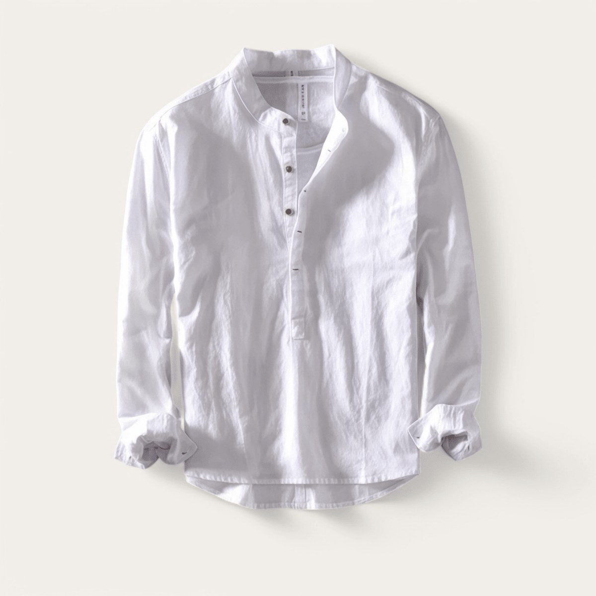Casual long-sleeve white cotton beach vacation top