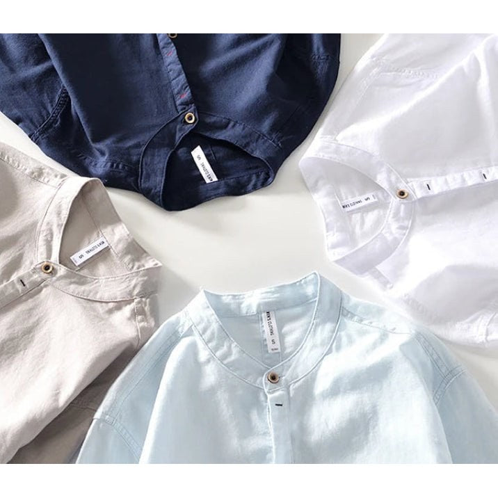 Casual long-sleeve white cotton beach vacation top