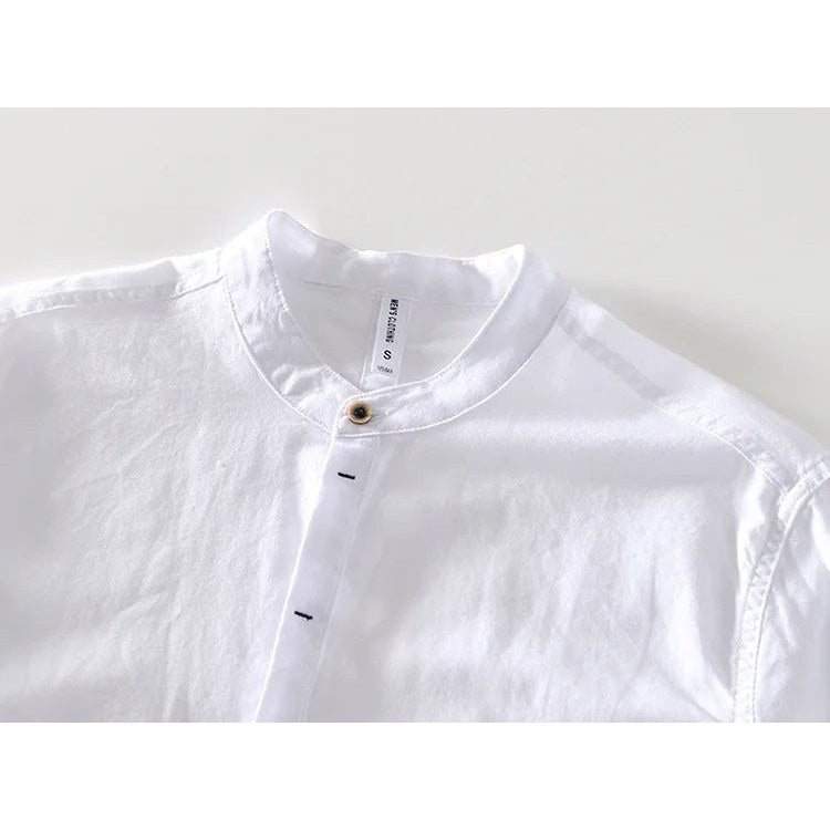 Casual long-sleeve white cotton beach vacation top