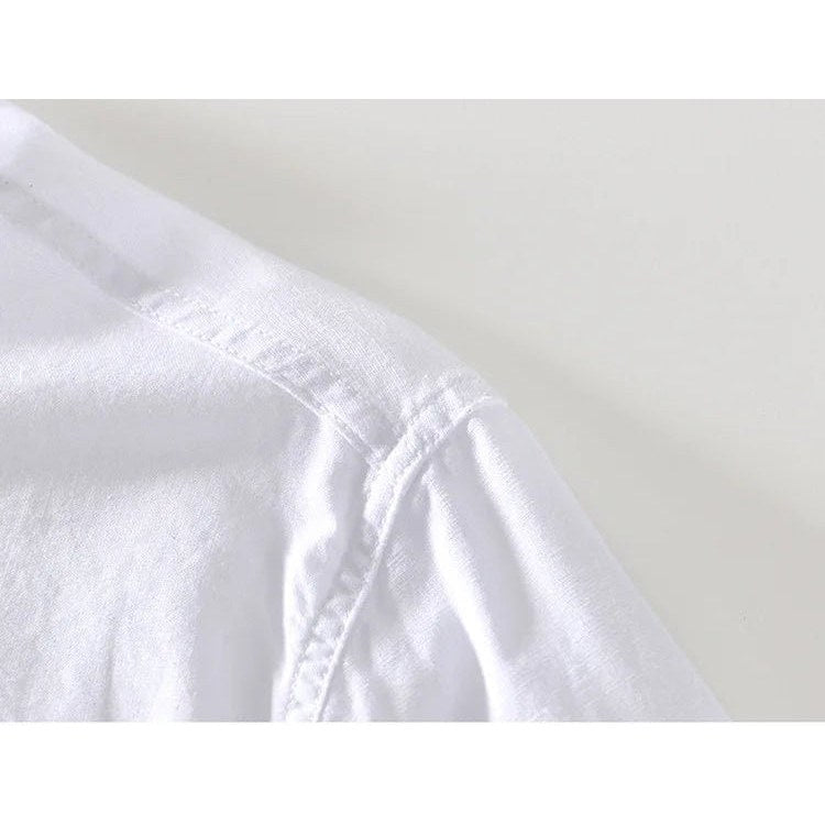 Casual long-sleeve white cotton beach vacation top