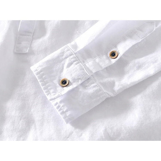 Casual long-sleeve white cotton beach vacation top