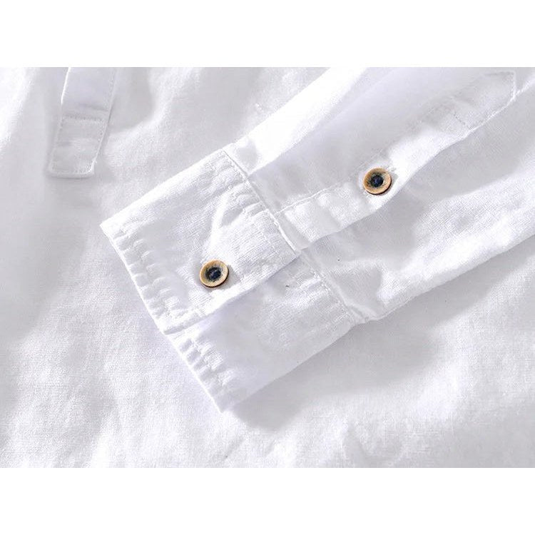 Casual long-sleeve white cotton beach vacation top