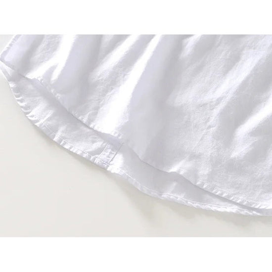Casual long-sleeve white cotton beach vacation top