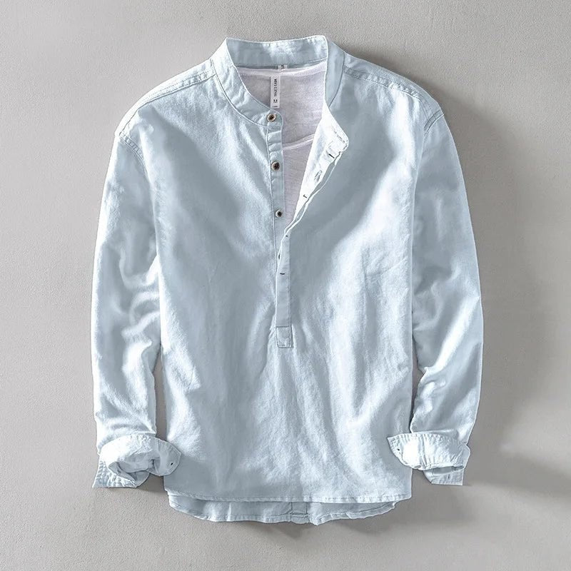 Casual long-sleeve white cotton beach vacation top