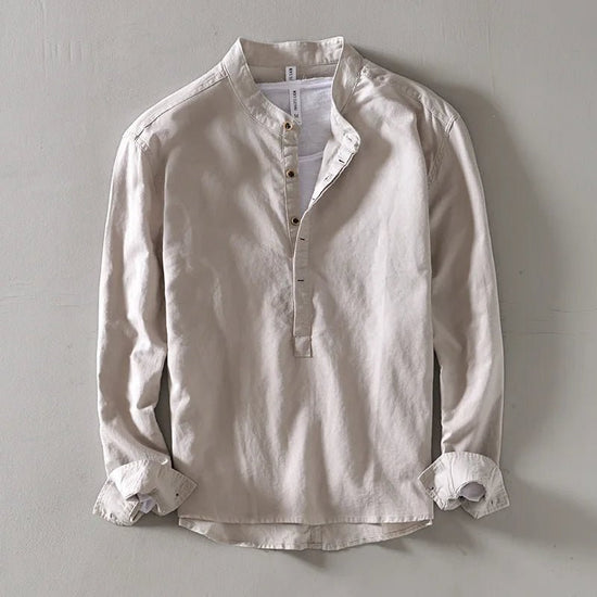 Casual long-sleeve white cotton beach vacation top