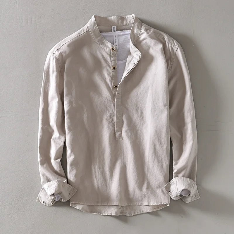 Casual long-sleeve white cotton beach vacation top