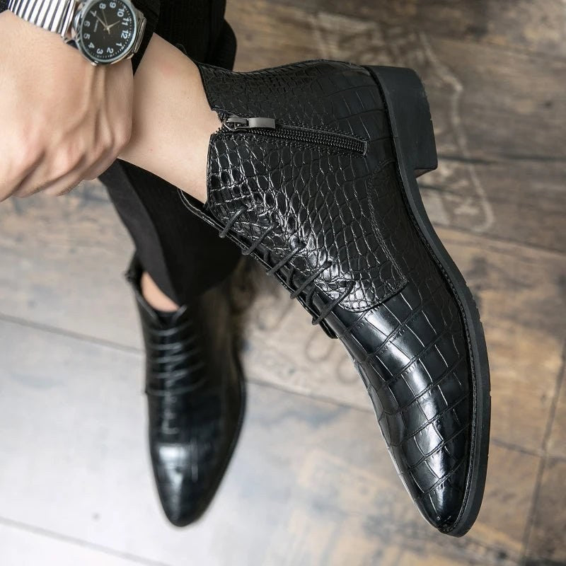 Casual pointed leather chelsea boots