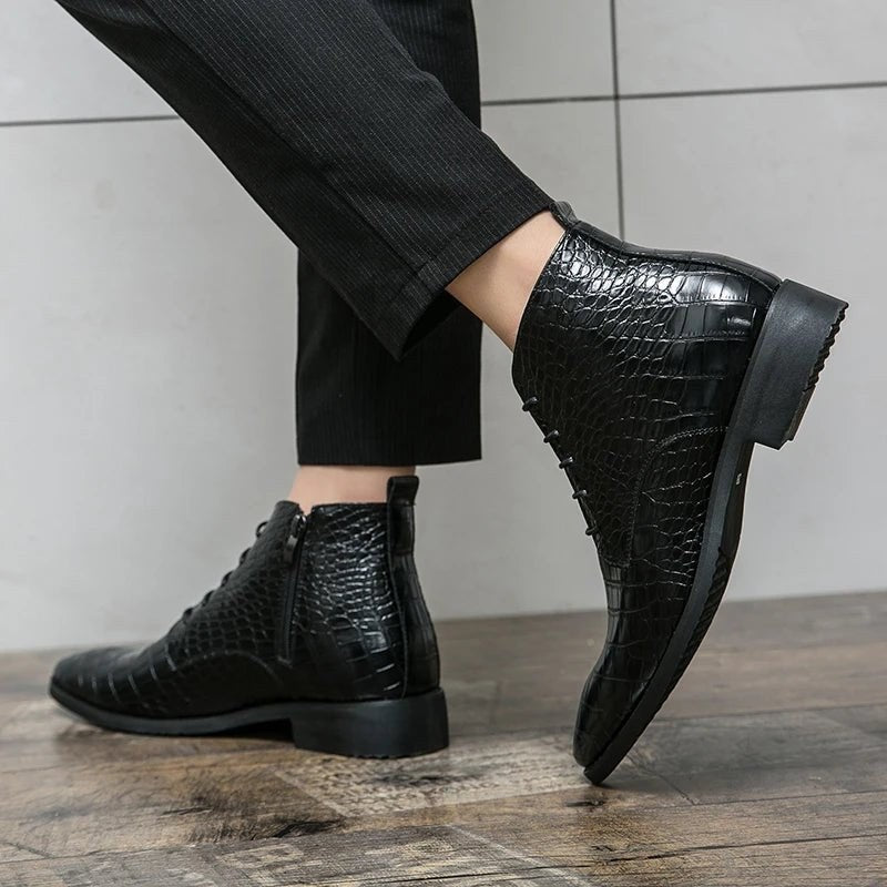 Casual pointed leather chelsea boots