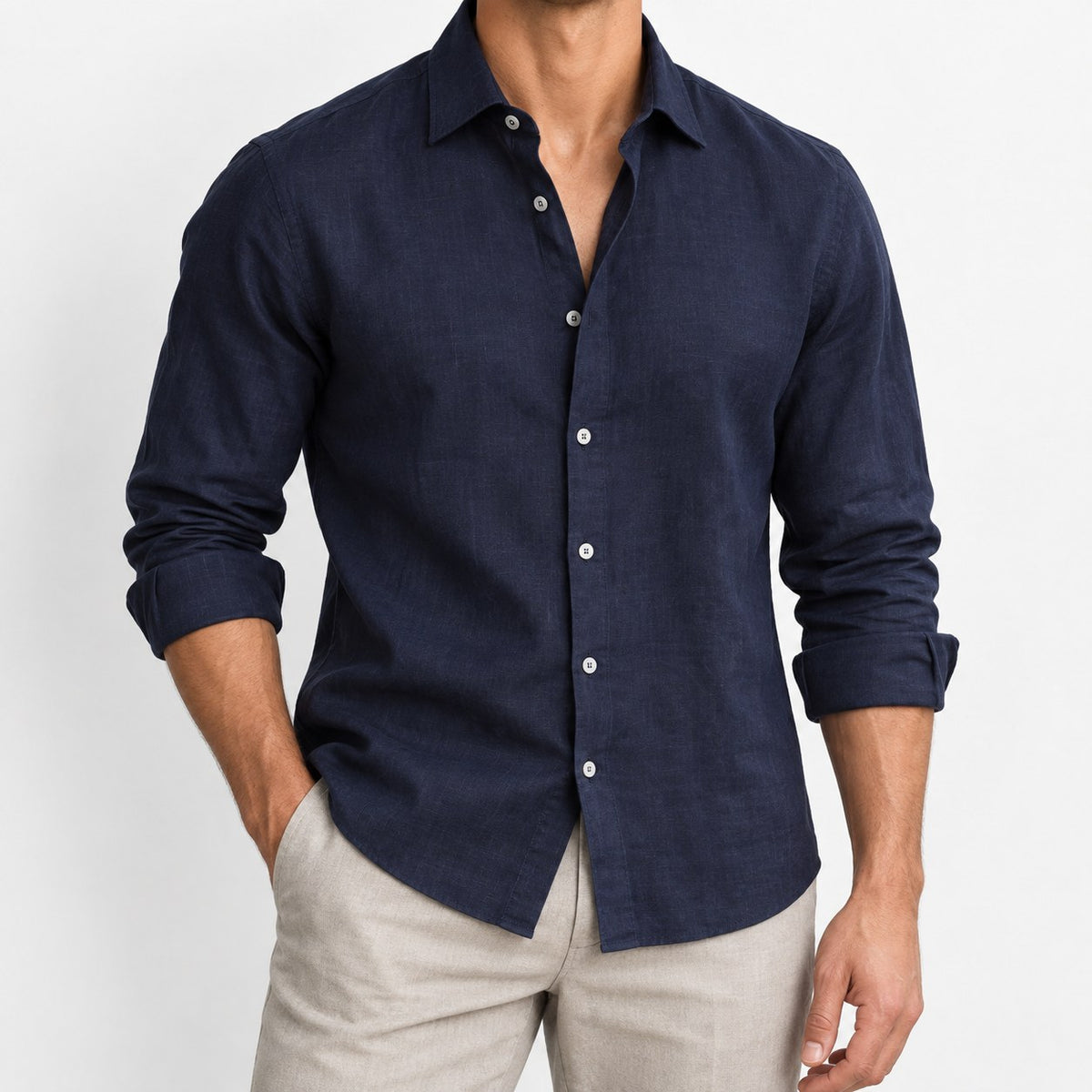 Classic linen long sleeve shirt