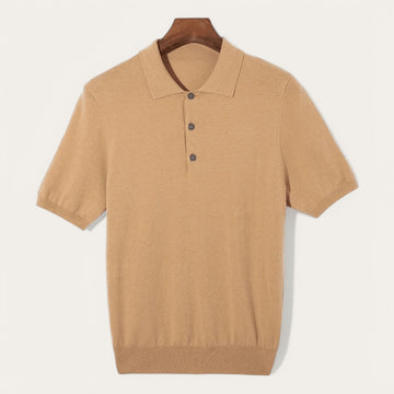 Classic silk-wool knitted polo shirt