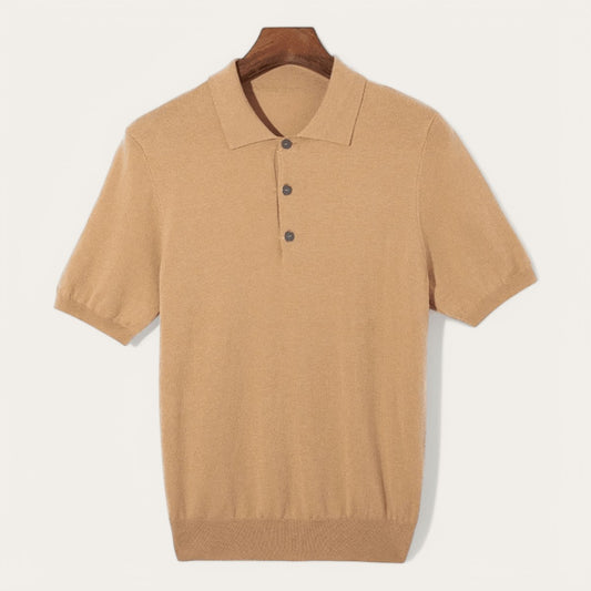 Classic silk-wool knitted polo shirt