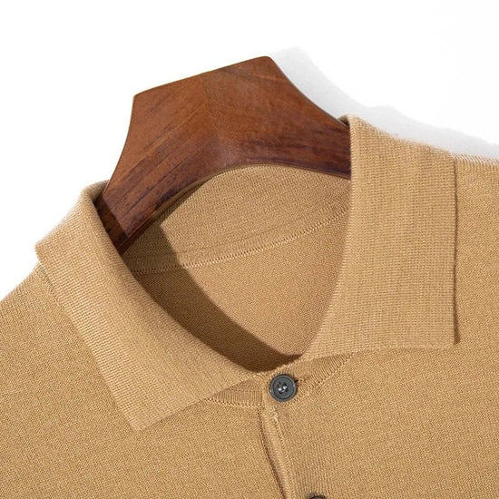 Classic silk-wool knitted polo shirt
