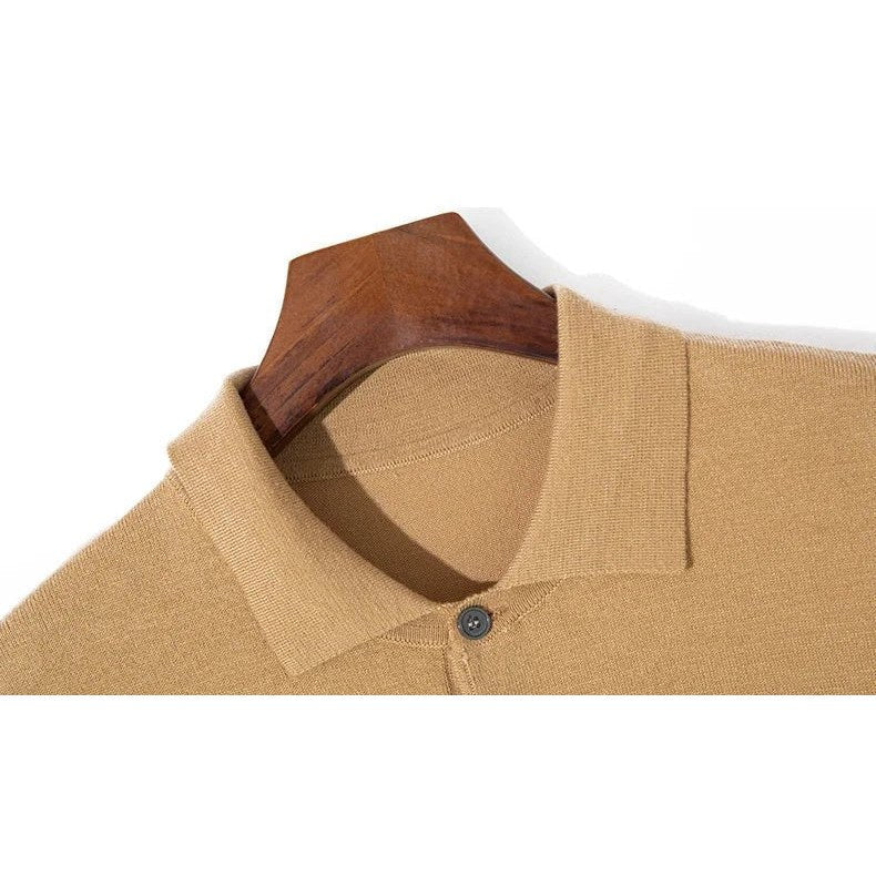 Classic silk-wool knitted polo shirt
