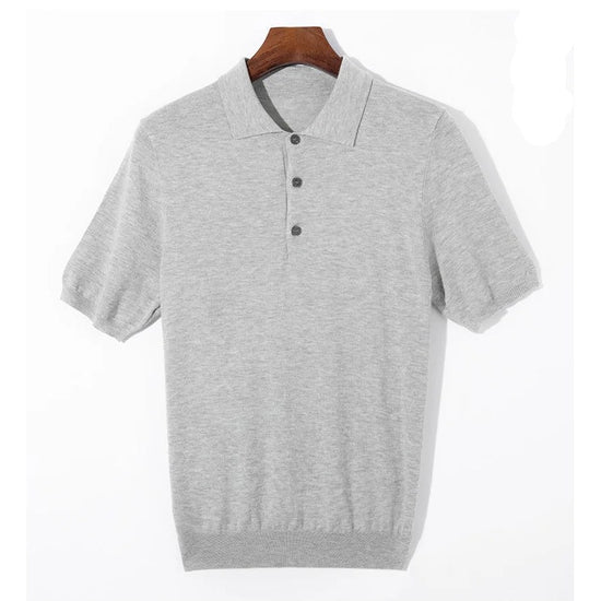 Classic silk-wool knitted polo shirt
