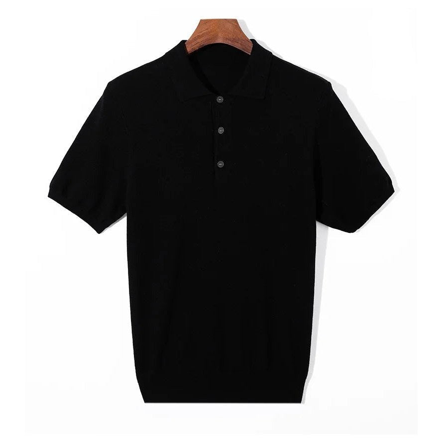 Classic silk-wool knitted polo shirt