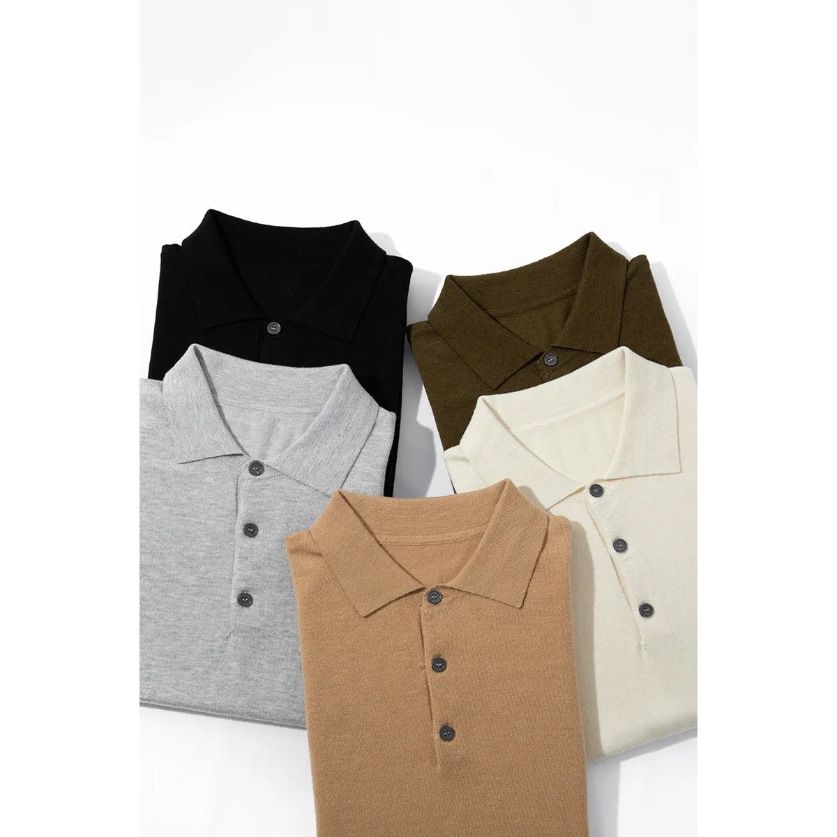Classic silk-wool knitted polo shirt