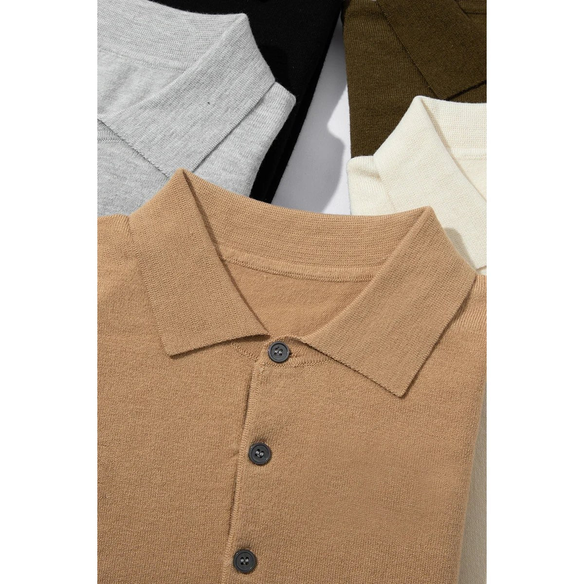 Classic silk-wool knitted polo shirt