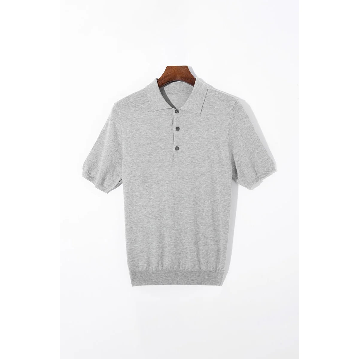 Classic silk-wool knitted polo shirt