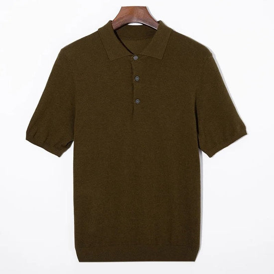 Classic silk-wool knitted polo shirt