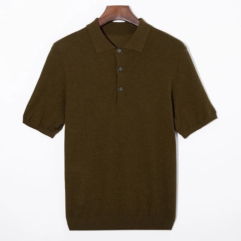 Classic silk-wool knitted polo shirt