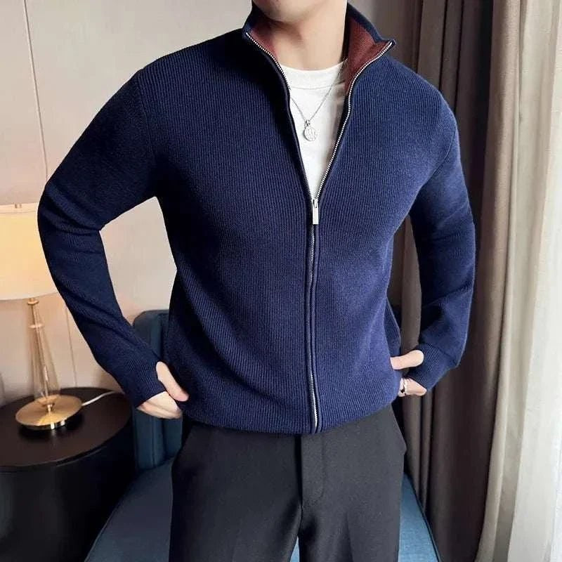 Cold season knit zipper sweater