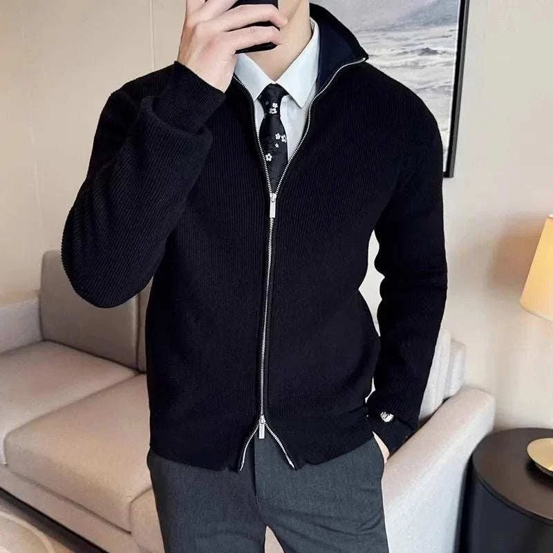 Cold season knit zipper sweater