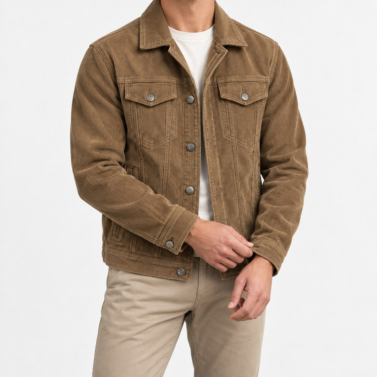Cotton blend corduroy button front jacket