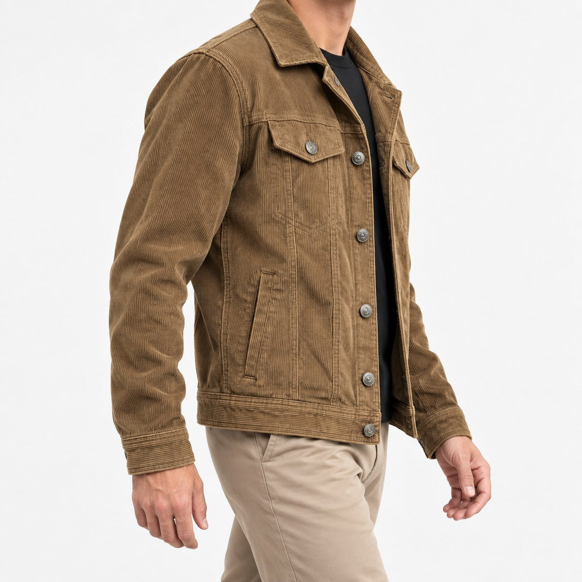 Cotton blend corduroy button front jacket