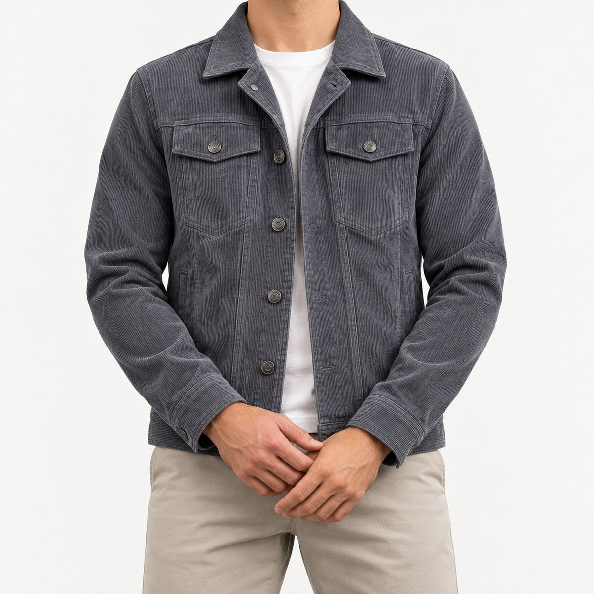 Cotton blend corduroy button front jacket
