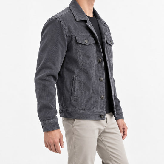 Cotton blend corduroy button front jacket