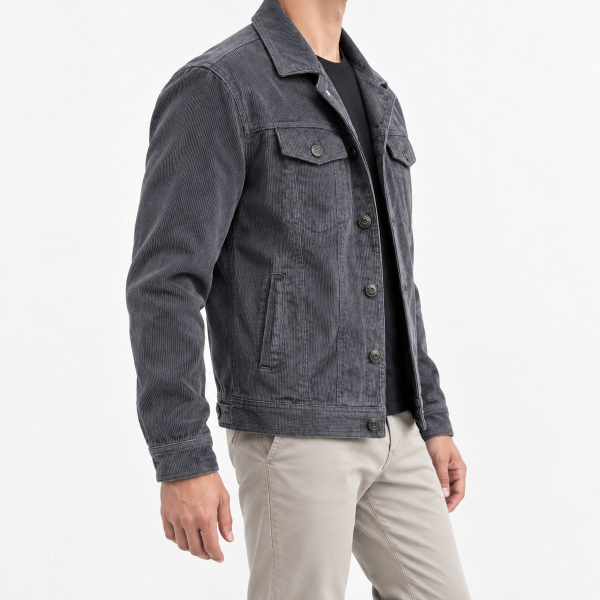 Cotton blend corduroy button front jacket