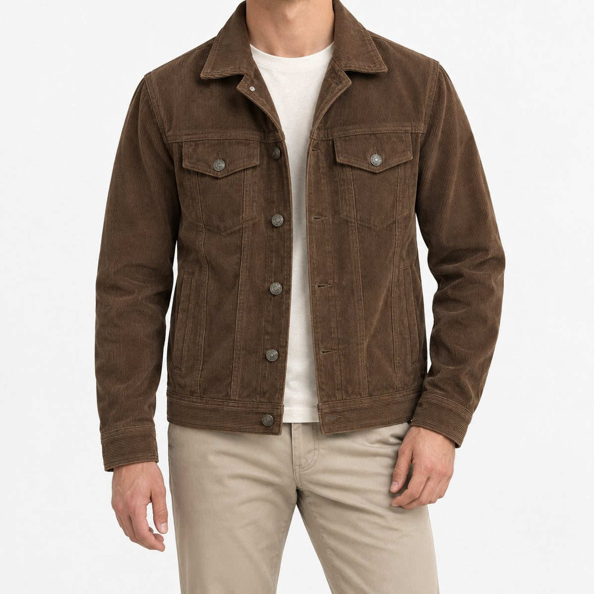 Cotton blend corduroy button front jacket