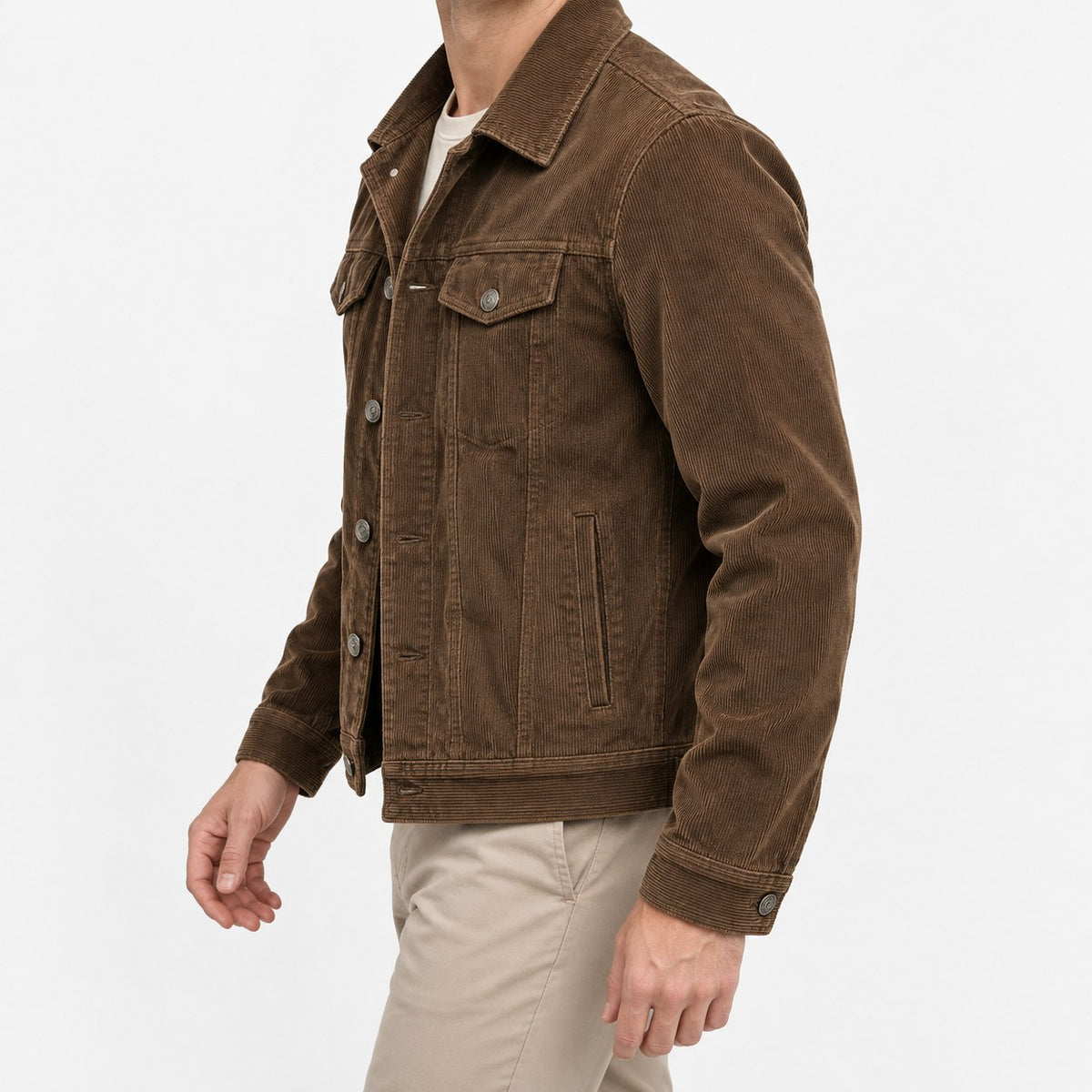 Cotton blend corduroy button front jacket