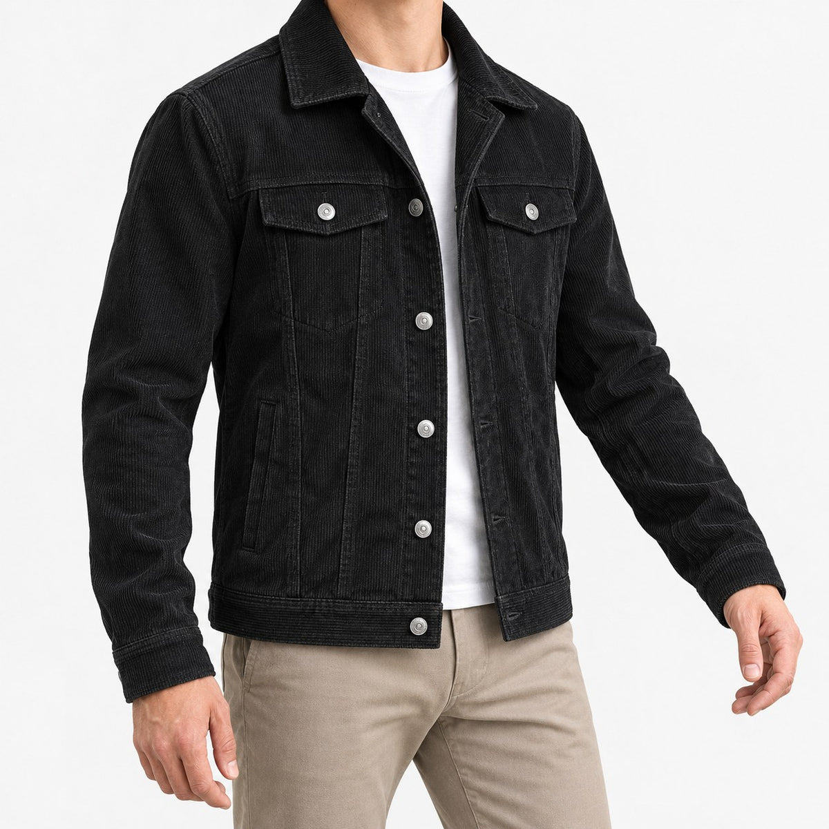 Cotton blend corduroy button front jacket
