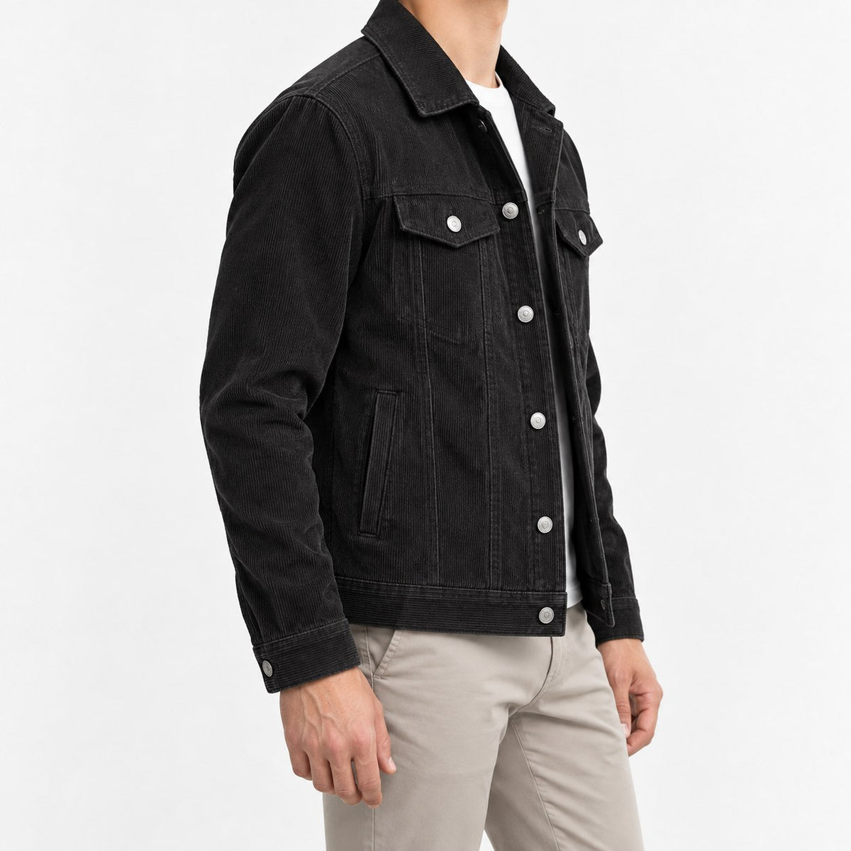 Cotton blend corduroy button front jacket