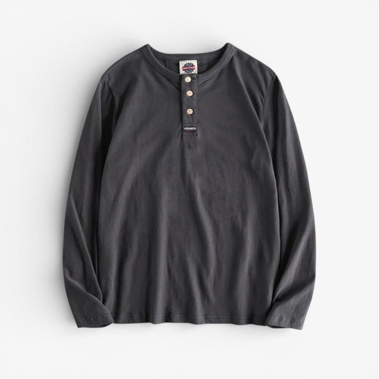 Cotton button-neck sweater