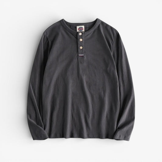 Cotton button-neck sweater