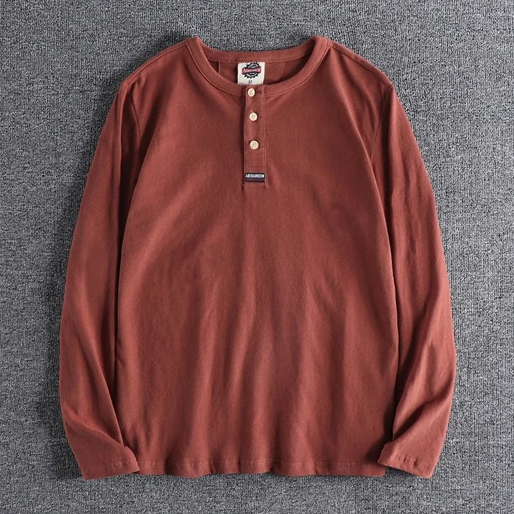 Cotton button-neck sweater