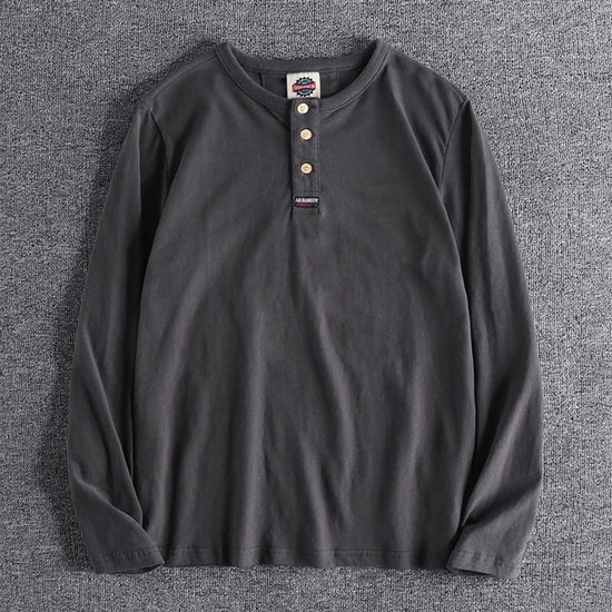 Cotton button-neck sweater