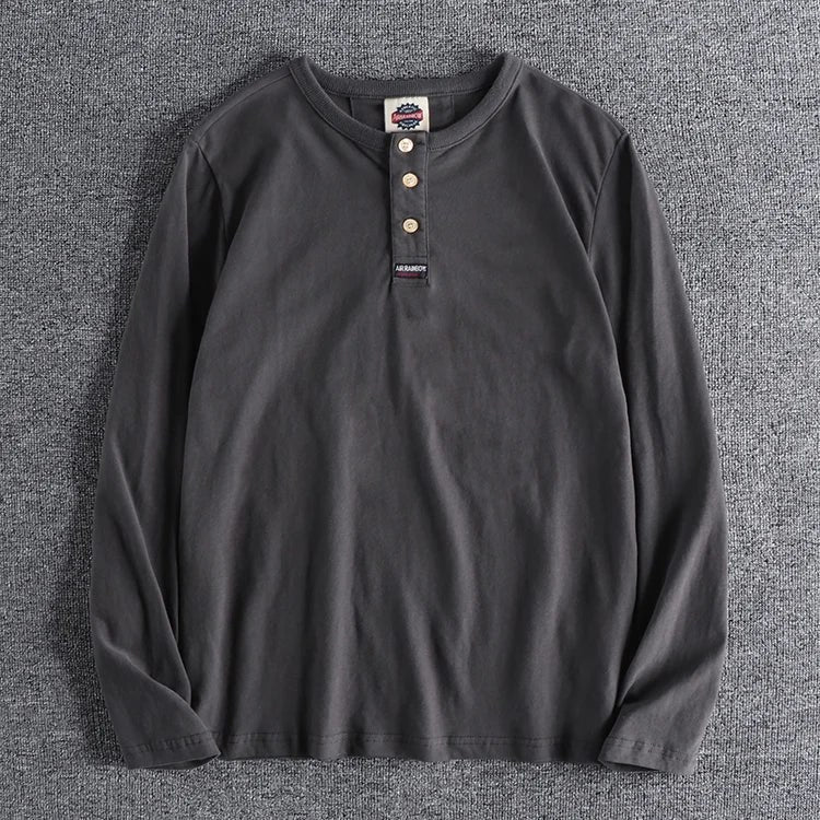 Cotton button-neck sweater