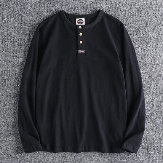 Cotton button-neck sweater